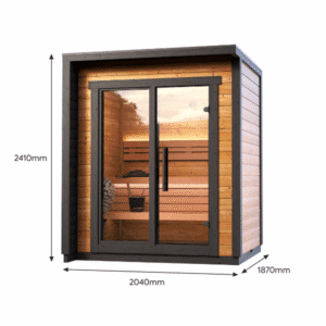 Badstuhytte PATIO XXS 3 personer termotre og tonet glassdør - Norskbadstue