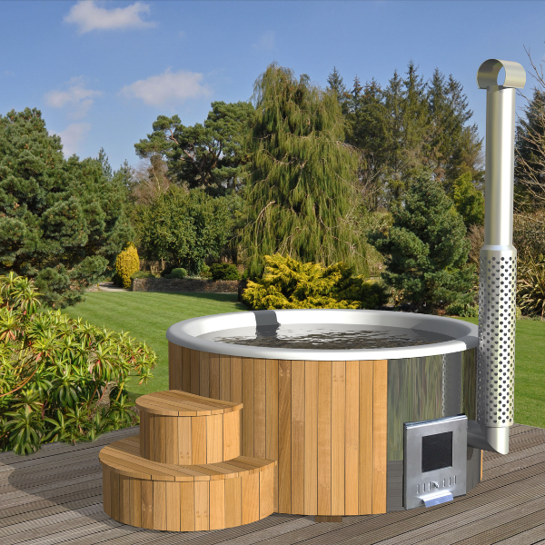 Stor Vedfyrt Badestamp Deluxe i glassfiber