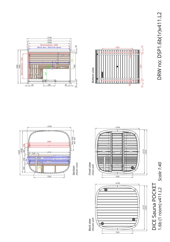 DICE Sauna POCKET Front Glass Wall