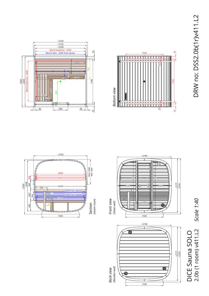 DICE Sauna SOLO Front Glass Wall