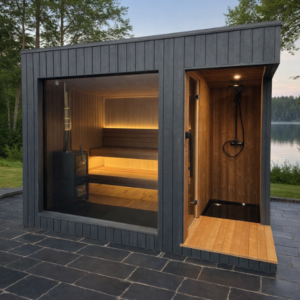 LUKA er en romslig og moderne utendørs badstue med dusj, designet for komfort og velvære, med plass til 4–6 personer. Badstuen er fullt isolert, leveres fabrikkmontert og har stort panoramavindu; størrelse 2,4 × 3,3 m. Kun hos NorskBadstue